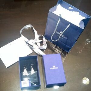 SWAROVSKI Earrings PE CHNDL SMALL CRY/RHS 5143068 Silver